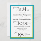 Christliche Hochzeitseinladung mit blauem Quatrefo Einladung (Vorderseite)