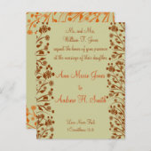 Christliche Hochzeitseinladung Orange und Braun Einladungspostkarte (Vorne/Hinten)