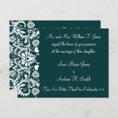 Christliche Hochzeitseinladung Tiefe Aquamarin Einladungspostkarte (Vorne/Hinten)