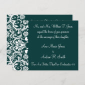 Christliche Hochzeitseinladung Tiefe Aquamarin Einladungspostkarte (Vorne/Hinten)