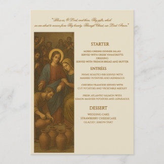 Christliche Hochzeitsempfangs-Menükarte Menükarte