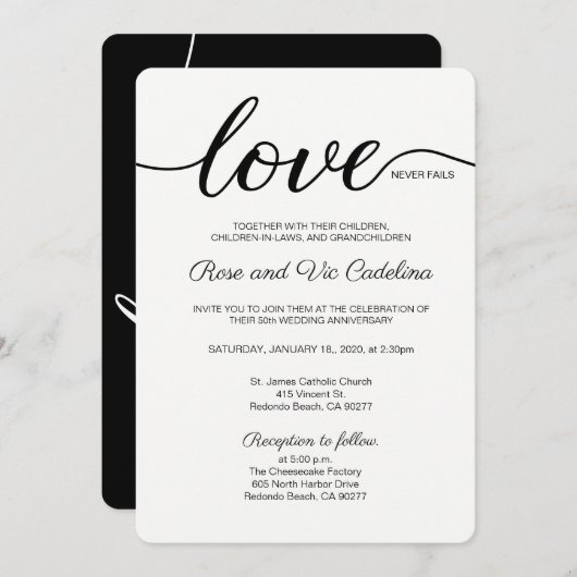 Christliche Hochzeitsstimmung Liebe Versage nie Einladung (Vorne/Hinten)