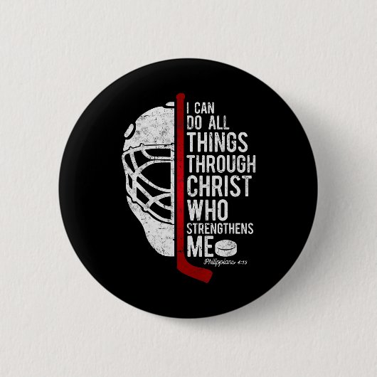 Christliche Hockey-Bibel-Verse Philipper Religiös Button (Vorderseite)