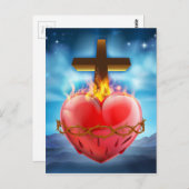 Christliche Illustration des Heiligen Herzens Postkarte (Vorne/Hinten)
