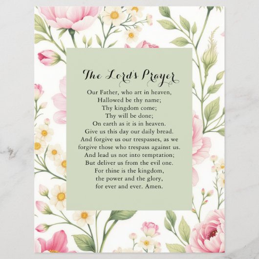 Christliche Inspiration: Florales Vaterunser Flyer (Vorne)