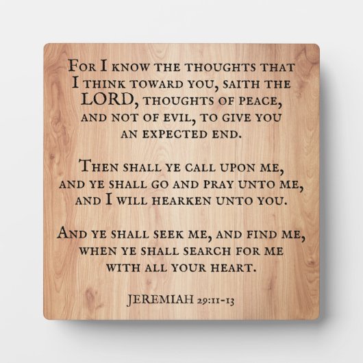 Christliche Inspiration Jeremiah 29:11-Schrift Fotoplatte (Vorderseite)