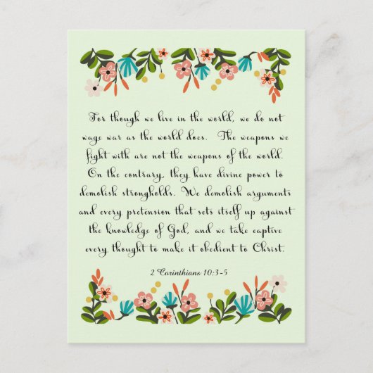 Christliche inspirierende Kunst - 2 Korinther 10:3 Postkarte (Vorderseite)