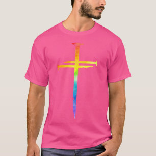Christliche Jesus Nail Cross Rainbow Bibel Religiö T-Shirt