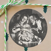 Christliche katholische Weihnachtskrippe Szene Man Runder Aufkleber