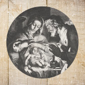 Christliche katholische Weihnachtskrippe Szene Man Runder Aufkleber