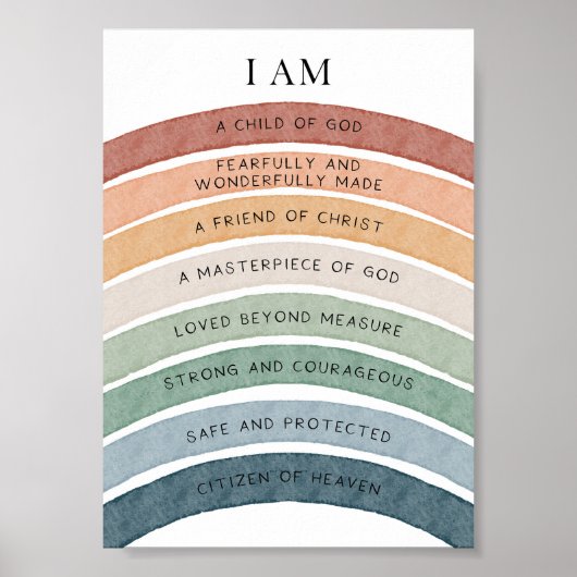 Christliche Kinder boho Regenbogenbestätigung Poster (Vorne)