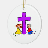 Christliche Kinder Keramikornament (Links)