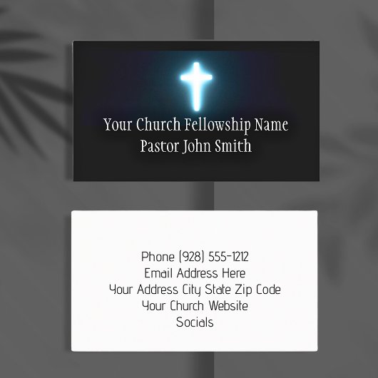 Christliche Kirche mit weißem Lichtkreuz Visitenkarte