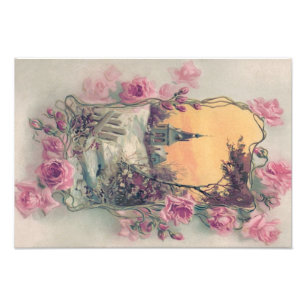 Christliche Kirche Rosa Schnee Fotodruck