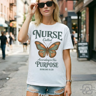Christliche Krankenschwester Römer 8,28 Schmetterl T-Shirt