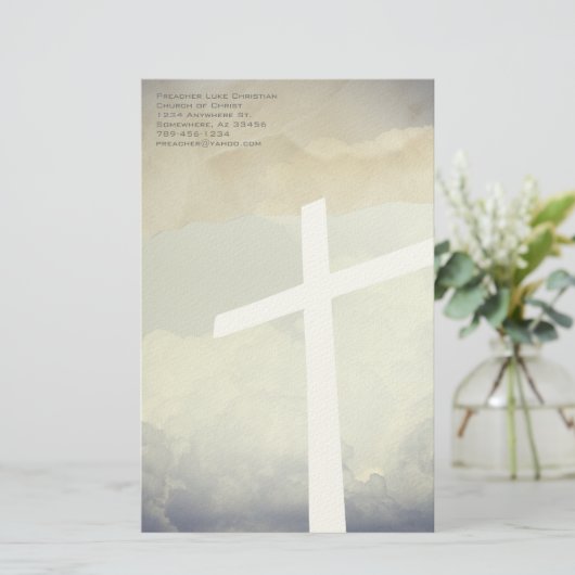 Christliche Kreuzblockade bei Wolken Briefpapier (Stehend Vorderseite)