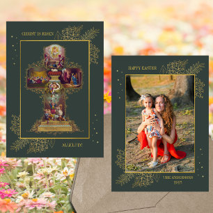 Christliche Kreuzerholung Familie Foto Ostern Feiertagskarte
