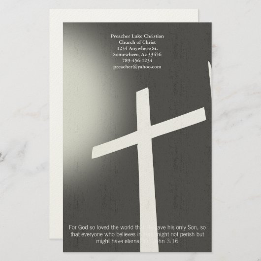 Christliche Kreuzstandfläche auf Schwarz Briefpapier (Vorne/Hinten)