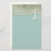 Christliche Kreuzstandort Rose auf Aqua Blue Briefpapier (Vorne/Hinten)