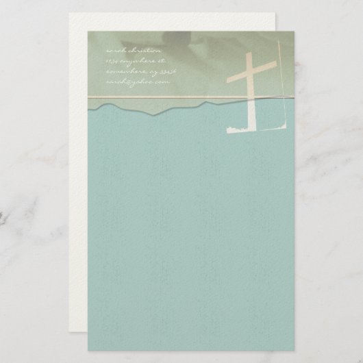 Christliche Kreuzstandort Rose auf Aqua Blue Briefpapier (Vorne/Hinten)