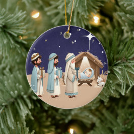 Christliche Krippe und Schrift Keramik Ornament