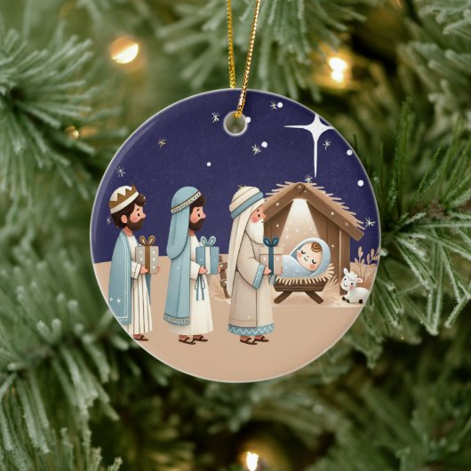 Christliche Krippe und Schrift Keramik Ornament (Baum)