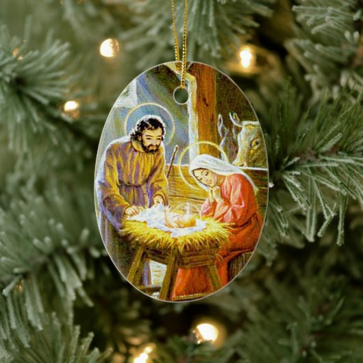 Christliche Krippe Weihnachtsfeier Keramikornament (Baum)