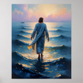 Christliche Kunst Jesus läuft auf dem Wasser druck Poster (Vorne)