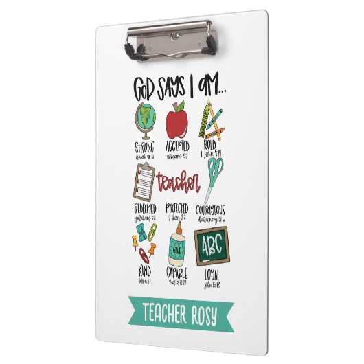 Christliche Lehrerklammern Gott sagt, ich sei Klemmbrett (Links)