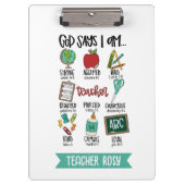 Christliche Lehrerklammern Gott sagt, ich sei Klemmbrett (Vorderseite)