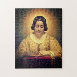Christliche Leserin bibeliger mittelalterlicher Ma Puzzle