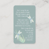 Christliche Libelle der Gedächtniskarte Visitenkarte (Rückseite)