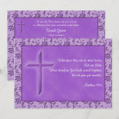 Christliche lila Leidenschafts-Hochzeits-Einladung Einladung (Vorne/Hinten)