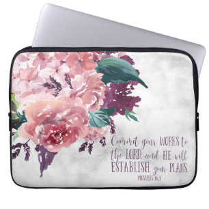 Christliche Mädchen Blumenmarmor Bibelvers Laptopschutzhülle