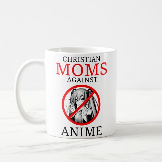 Christliche Mamas gegen Anime Funny Meme Kaffeetasse (Links)