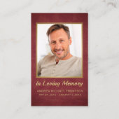 Christliche Maroon Gold Foto Beerdigungskarte Visitenkarte (Vorderseite)