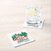 Christliche MERRY CHRISTMAS MUSHROOME im Wald Rechteckiger Pappuntersetzer (Vor Ort)