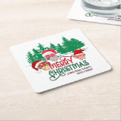 Christliche MERRY CHRISTMAS MUSHROOME im Wald Rechteckiger Pappuntersetzer (angewinkelt)