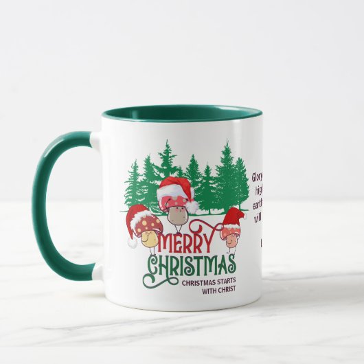 Christliche MERRY CHRISTMAS MUSHROOME im Wald Tasse (Links)