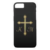 Christliche Mit Monogramm Goldkreuze Schwarz Case-Mate iPhone Hülle (Rückseite)