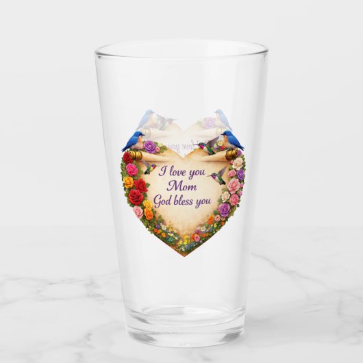 Christliche Mutter Geschenk Florales Herz Glas Tas (Vorderseite)