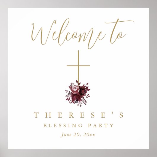 Christliche Mutter mit Blumenkreuz und Baby-Segen Poster (Vorne)