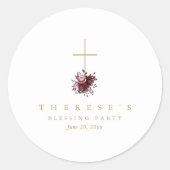 Christliche Mutter mit Blumenkreuz und Baby-Segen Runder Aufkleber (Vorderseite)