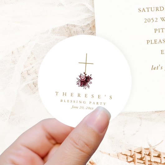 Christliche Mutter mit Blumenkreuz und Baby-Segen Runder Aufkleber