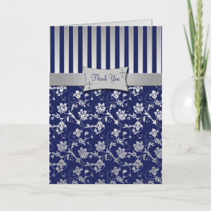 Christliche Navy- und Silber-Blumen-Dankeskarten Dankeskarte