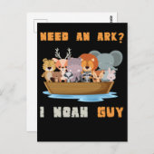 Christliche Niedliche Tiere Noah Ark Religiöse Pun Postkarte (Vorne/Hinten)