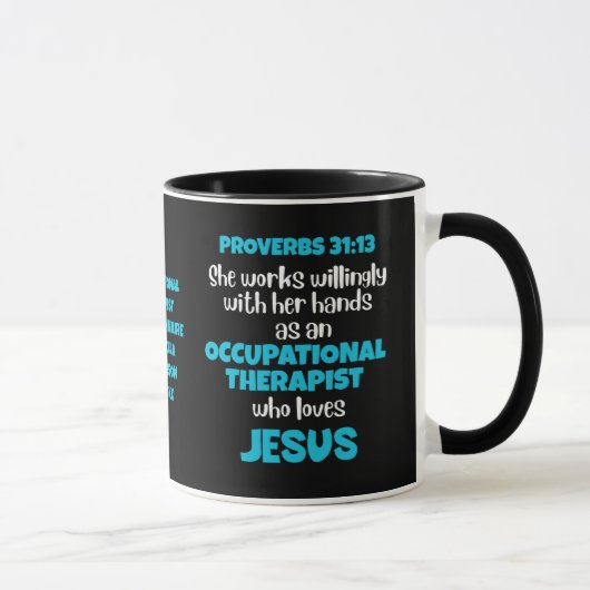 Christliche OCCUPATIONAL THERAPISTIN OT Sprichwört Tasse (Rechts)