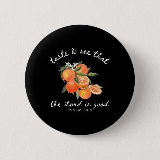 Christliche Orange Frucht Blume Bibelvers Gärtner Button (Vorderseite)