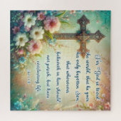 Christliche Osternbibel mit Blumenkreuz Puzzle (Horizontal)