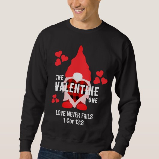 Christliche Paare VALENTINE GNOME Rote Herzen Sweatshirt (Vorderseite)